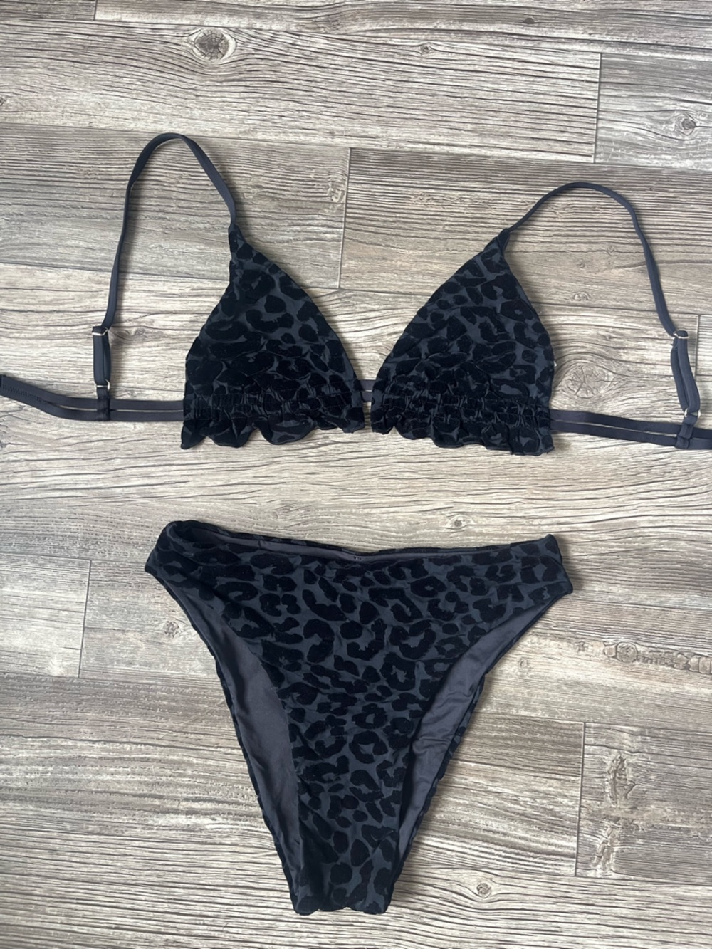Toluca Swim- Black Velvet Leopard-Print Bikini Set